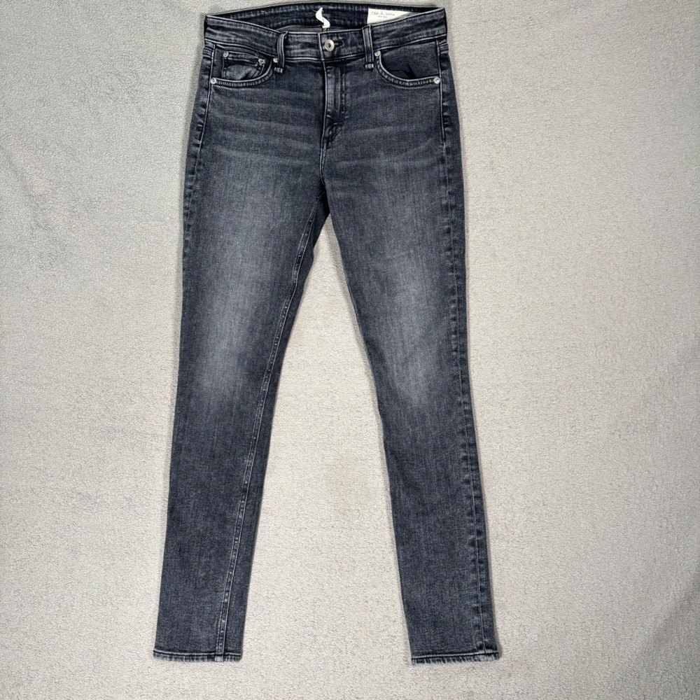 Rag & Bone Cate Mid Rise Skinny Jeans Women's Size 28 Black Opal Denim Grunge